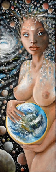 Madre cosmica - 2008, olio su tela,40x120