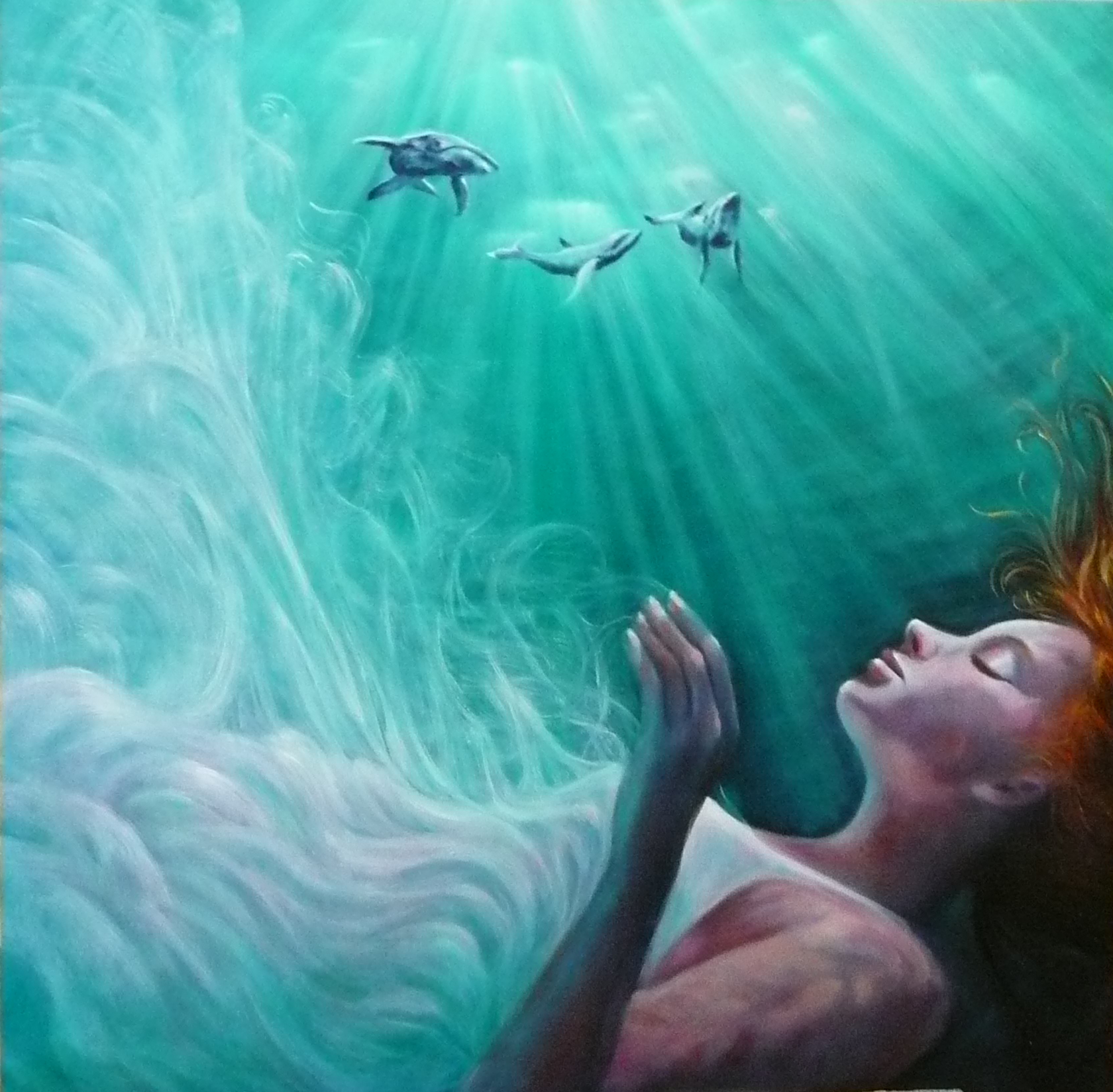 Elemento Acqua-olio su tela-90×90